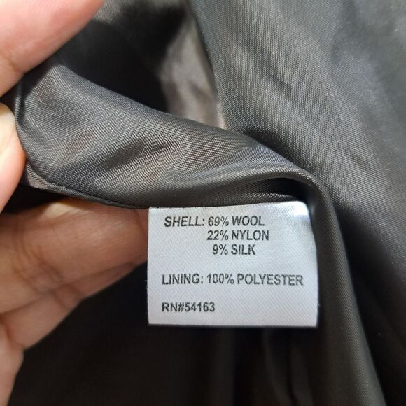 Calvin Klien Wool Silk Blend Preppy Minimalist Coat Size Tag Missing Large Tan - Picture 11 of 17